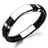 Bangle Fashion Trendy Hip Hop Personality Cool Double-Layer Braided Leather Bracelet For Men Punk Jewelry