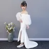 Girl's Dresses Elegant Children's Dress Black Shoulderless Princess Girl Birthday Dress White Age for 3- 14 Yrs Teenage Girls Party Dress Kids W0224