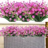 Fleurs décoratives 24 bouquets de plantes d'extérieur fleur artificielle Protection UV arbuste plastique vert pour intérieur et jardins
