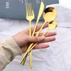 Gold Cutlery Set Stainless Steel Gold Tableware Fork Knives Spoons Dinnerware teel Cutlery Complete with Tea Fork