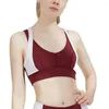 Yoga outfit färgkontrast sportskjorta kvinnor sömlös väst ribbad rand t-shirt sportskörd för fitness sportkläder