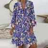 Sukienki swobodne mini sukienka moda letnia szata femme elegancka zomer jurk print plaż