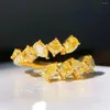 Кластерные кольца Fine Jewelry Real 18k Gold 2,12CT Желтые бриллианты Свадебная обручальная женщина для женщин кольцо TX