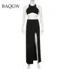 Robes de travail Fashion Wrapped Design Poitrine Crop Top Hight Slit Maxi Jupe Ensembles Assortis Fête Vacances Tenues Pour Femmes Élégant 2 Pièces Ensemble