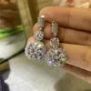 Dangle Küpe Toplam 12ct Moissanit Kadınlar İçin Büyük Damla S925 STERLING Gümüş Altın Güzel Takı Sertifikası