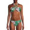 Kadın mayo 2023 moda colorblock mayo pembe gül baskı tek parça bikinis şövalye giyin
