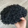 15mm Toupees African American Wig Kinky Curly Super Durable Full Skin Base Men's Human Hair Brown Black Prosthesis System Piece