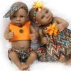 Bonecas de pelúcia boneca de silicone full renascida 27 cm gêmeos negros menino menina bebe reborn africano boneca étnica brinquedo para criança presente j230302