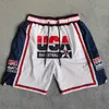 Уличные шорты MM MASMIG White 1992 USA Dream Team Embroideried Basketball with Pockets 230303