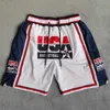 Outdoor Shorts MM MASMIG Wit 1992 USA Dream Team Geborduurde Basketbal met Zakken 230303