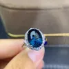 Klusterringar ankomst naturlig och riktig blå topas ring 925 sterling silver 9 13mm pärla