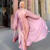Ubranie etniczne 2023 Eid Muzułmańskie zestawy 2 -częściowe sukienka hidżabu satynowa abayas dla kobiet Dubai Open Abaya Sukienki wewnętrzne Turcja African Islam