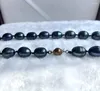 Chaînes prix spécial 12x15mm naturel cultivé noir goutte perle collier femmes mode perle bijoux