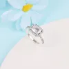 Klusterringar 2023 i 925 Sterling Silver Rectangular Fitting for Women Wedding Engagement Finger Ring smycken Bague Femme