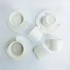 White Angel Wing Coffee Cups and Saucers Set of 6 Porcelain Drinkware for Tea Cappuccino Latte 8 oz