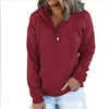 Hoodies Autumn Winter Cardigan Button Kangaroo Pocket Outwear Solid Casual Tops Jumper Blus Women's Clothing BC406