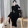 Casual Dresses Sticke Dress Women Elegant Long Sweater Maxi Autumn Winter Sleeve Sexy BodyCon Robes för 2023