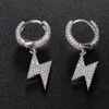 Jewelry earring dangle chandelier Hip-hop ring earrings lightning earrings micro-set zircon personality trendy hiphop earrings for men and women