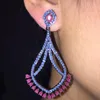 Dangle Earrings L5.5 W2.9cm Cubic Zirconia Elegant Unique Design Fan Shaped Hollow For Women And Girl Accessories Brincos