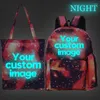 Backpack Custom Your Image Luminous wydrukowano dla nastoletniej torby dla majsterkowicz