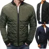 Men's Down Parkas Cotton Clothes Stand Collar Pure Color Youth Fashion Casual Jacket Black Army Green Navy