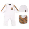 Jumpsuits Summer Fashion 3 PCS Born Baby Clothes Plaid Stripes Cotton Long Sleeve Born Baby Boys Girls Rompers Bibbs Hats Set 230303