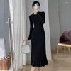 Casual Dresses Sticke Dress Women Elegant Long Sweater Maxi Autumn Winter Sleeve Sexy BodyCon Robes för 2023