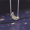 Pendant Necklaces Korean Style Fashion Sweet Gold Color Moon Silver Plated Jewelry Not Allergic Fresh Moonlight Crystal H460