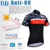 Tävlingssatser TopBike 2023 Men Short Sleeve Jersey Summer Anti-UV Cycling Clothing Road Riding Bib Shorts Passar Antisväskor Bike Uniform