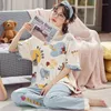 Tweede stuk broek voor dames Women Home Sets Kleding M-5XL Plus Maat GROEN GROEN SLAPWAR PATCHWERK MOEVES HUIDWEIER CARTOON DRINKEN Vrouwelijke pyjama's