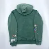 Zielone ręcznie malowane bluzy z kapturem Graffiti Graffiti Mężczyźni Mężczyźni Streetwear Pullover z kapturem