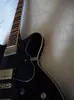 Elektrisk gitarr vintage svart 6-sträng halv ihålig tunn kropp högerhänt HH-pickups