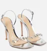 Summer women's sandals Gianvito Rossi slingshot sandals Italian patent leather crystal embellished PVC high heels Elegant women show sexy charm