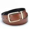 Belts Luxury Gold Reversible Mens Waist Belts Real Leather Solid Brass Men's Belt Pure Brass Belt Reversible Buckle Free Shipping Z0228