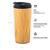 Water Bottles 450ml Bamboo Coffee Cup Stainless Steel Eco-Friendly Thermos Water Bottle Flip Lid Travel Cup Portable For Retirement Gift 230303