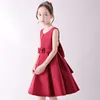 Girl's Dresses Summer Pretty Girls Birthday Evening Party Dresses Fashion Kids Clothes Sleeveless Princess Wedding Dress Champagne Red 3 -14 Y W0224