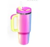 New 2.0 Plus 40oz Stainless Steel Tumbler with Handle Lid Straw Rough Glitter UV Gradient Colors Big Capacity Water Bottle Cup Vacuum Insulated Travel Mugs 0303 FY5538