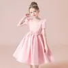 Girl's Dresses Teens Kids Dresses For Girls Sweet Satin Dress Kid Cute Clothes Children Girl Short Sleeve Princess Birthday Communion Clothes W0224