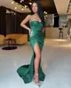 Abiti da festa Modern Emerlad Green Sweetheart Mermaid Prom Dress Fessura lunga con perline Abito da sposa sexy per le donne Indossa abiti personalizzati