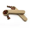 Wood Coffee Scoop With Bag Clip Tablespoon Solid Beech Wood Measuring Scoop Tea Coffee Bean Spoon Clip Gift Wholesale