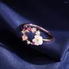 Wedding Rings Crystal Copper Flowers Creative Butterfly Finger for Women Rose Gold Glamour Sieraden Girl Gift Bijoux
