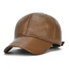 Top Caps Marka Tarzı Erkekler Gerçek Cowhide Deri Beyzbol Kapağı Marka /Bere Şapka Kış Sıcak Cowhide Cap Cow-09 230303