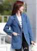 Damespakken dames casual blazers jas lente herfst pocket lage mouw pocket denim blazer jassen voor vrouwen mode losse dames 2023