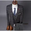 دعاوى الرجال للرجال رجال الأعمال الرسمية Slim Fit Fit Prom Suits Male Boutique Plaid Design Groom Dress Blazers Stupt Sent 3 VICES SET 230303