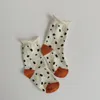 Socks 4/6 Pairs Korean Kids Summer Fashion Solid Dot Children's Ankle Baby Boys Girls Wrinkled Cuff Crew Sockens Cute Gift