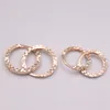 Hoop Earrings 1 Pair Solid Pure 18K Rose Gold Women 1.5mmW Full Star 0.7-1.2g