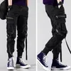 メンズパンツハラジュクファッション積み上げスウェットパンツ男性ジョガーストリートウェアカーゴヒップホップ衣料ポリエステルハイズボンスプリング