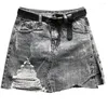 Jupes trou Denim Mini jupe femmes 2023 printemps été mode Rivet Anti-lumière Shorts