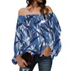 Women's Blouses Spring Off Shoulder Chiffon Blouse Pullover Hawaii Polynesian Tribal Clothing Bird Of Paradise Fern Print Elegant Ladies