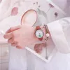 Wristwatches Fashion Small Daisies Women Watches 2023 Simple Black Quartz Watch Vintage Leather Ladies Drop Clock